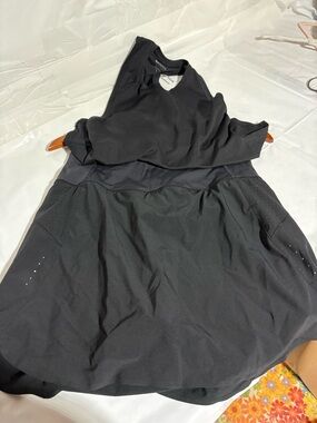 Black Athleta tank and skirt